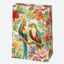 Colorat Birds Pungă cadou din hârtie cu flori 23x32x11 cm