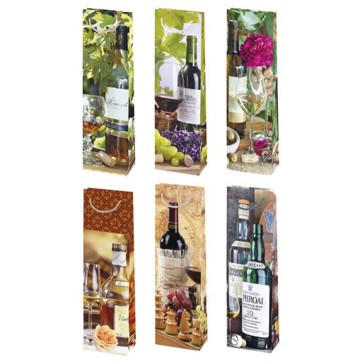 Colorat Bottles sac de vin din hârtie 12x40x9 cm