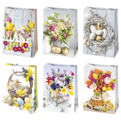Paște Flowers pungă cadou din hârtie 23x32x11 cm