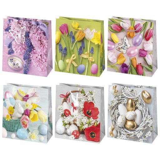 Paște Spring pungă cadou din hârtie 15,5x15,5x8 cm