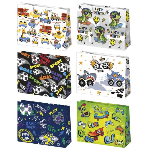 Colorat Playtime Pungă cadou de hârtie pentru băieți 30x23x10 cm