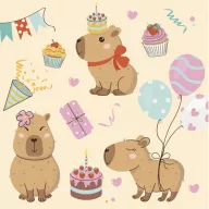   Animale Capybaras Șervețel Happy Birthday, set de 20, 33x33 cm