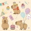 Animale Capybaras Șervețel Happy Birthday, set de 20, 33x33 cm