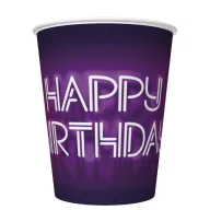   La mulți ani Neon Cake Căni de hârtie Happy Birthday 8 buc 250 ml