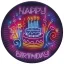 La mulți ani Neon Cake Farfurie de hârtie Happy Birthday 8 buc 18 cm