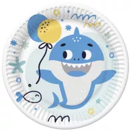   La mulți ani Blue Shark Farfurii de hârtie Happy Birthday 8 buc 18 cm