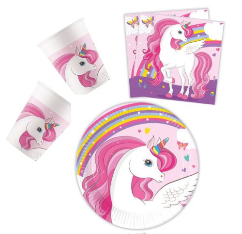 Unicorn Rainbow Colors, Unicorn Party set de 36 farfurii 20 cm