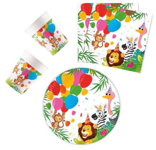 Junglă Balloons Party set de 36 farfurii 23 cm