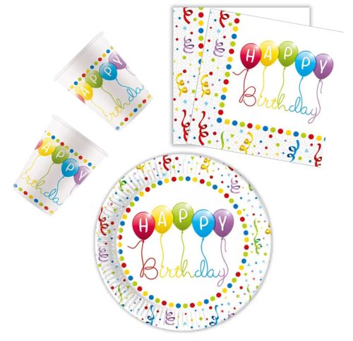 Happy Birthday Streamers Party set de 36 farfurii 23 cm