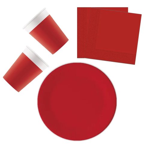 Unicolour Red, Red Party set de 36 farfurii 23 cm