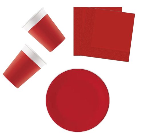 Unicolour Red, Red Party set de 36 de farfurii 20 cm