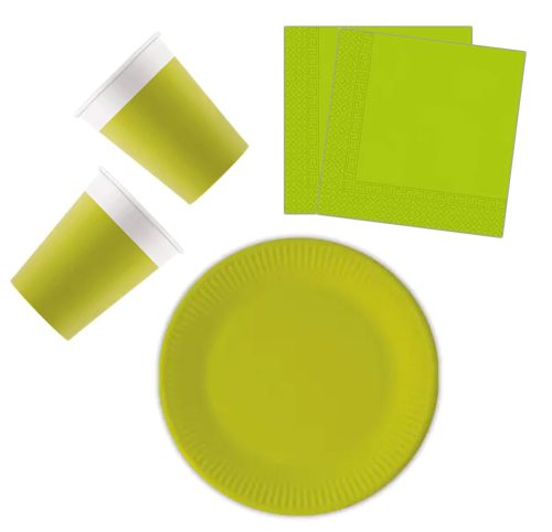 Unicolour Light Green, Verde Party set de 36 farfurii 23 cm