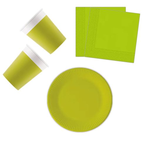 Unicolour Light Green, Verde Party set de 36 farfurii 20 cm