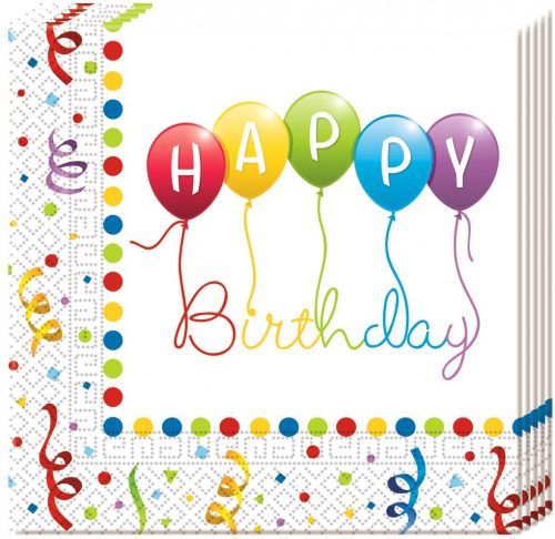 La mulți ani Streamers Șervețel Happy Birthday 20 buc 33x33 cm