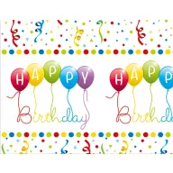   La mulți ani Streamers Față de masă din plastic Happy Birthday 120x180 cm