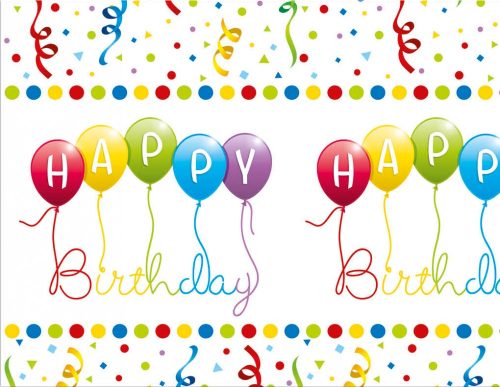 La mulți ani Streamers Față de masă din plastic Happy Birthday 120x180 cm