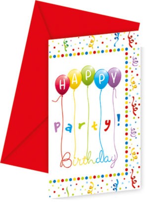 Happy Birthday Streamers party meghívó 6 db-os
