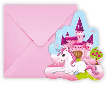 Unicorn Castle Party Invitație 6 buc.