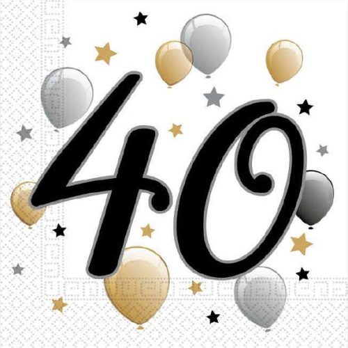 Happy Birthday 40 Milestone șervețele 20 buc 33x33 cm