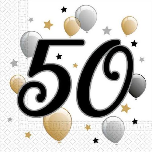 Happy Birthday 50 Milestone șervețele 20 buc 33x33 cm
