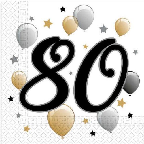 Happy Birthday 80 Milestone șervețele 20 buc 33x33 cm