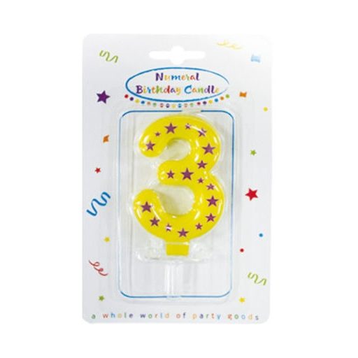 Colorat lumânare de tort, lumânare cu numărul 3