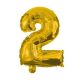 gold, aur mini Balon folie cifra 2 32 cm