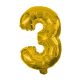 gold, aur mini Balon folie cifra 3 31 cm