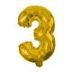 Numere Gold, Mini balon folie cifra 3 de aur 31 cm