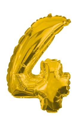 gold, auriu mini Balon folie cifra 4 33 cm