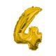gold, auriu mini Balon folie cifra 4 33 cm