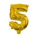 gold, auriu mini Balon folie cifra 5 31 cm