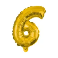 Numere Gold, Gold mini numărul 6 balon din folie 35 cm