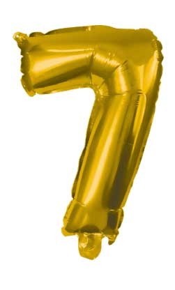 gold, auriu mini Balon folie cifra 7 33 cm