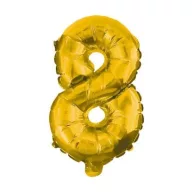 Numere Gold, Mini balon folie cifră 8 aurie 33 cm