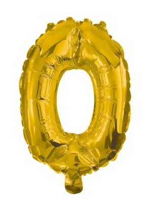 Gold, Auriu mini Balon folie cifra 0 33 cm
