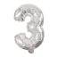 Numere Mini Balon folie cifra 3 argintiu 31 cm