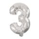 Numere Mini Balon folie cifra 3 argintiu 31 cm