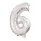 Mini 6 Silver număr balon folie 35 cm