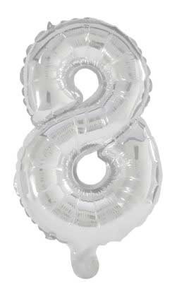 Mini 8 Silver număr balon folie 33 cm