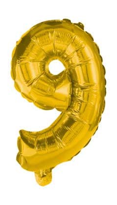 Gold, Auriu număr gigant 9 balon folie 85 cm
