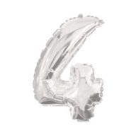 Numere Balon din folie gigant numărul 4 argintiu 85 cm