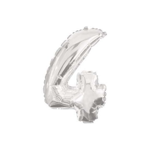 Numere Balon din folie gigant numărul 4 argintiu 85 cm