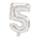 Gigant 5 Silver număr balon folie 85 cm