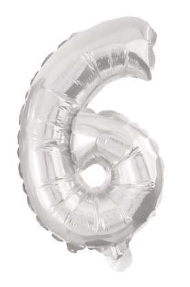 Giant 6 Silver număr balon folie 85 cm