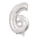 Giant 6 Silver număr balon folie 85 cm