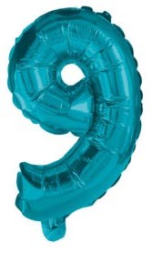 Mini 9 Blue număr balon folie 32 cm