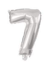 silver, argintiu Balon folie cifra 7 10 cm