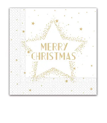 Crăciun Gold Merry Christmas Star șervețele 20 buc 33x33 cm