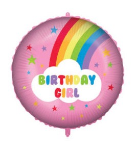 Rainbow Birthday Girl balon folie 46 cm